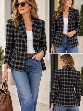 Liverpool Black & White Plaid Women’s Tailored Blazer